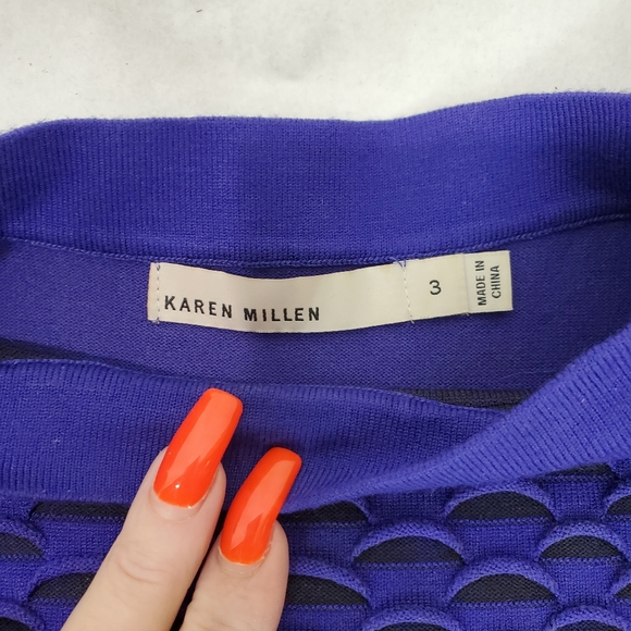 Karen Millen Bodycon Sleeveless Textured Dress Women's Size 3 Purple/Black Party - Picture 10 of 13